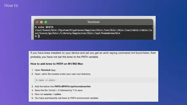 Video thumbnail for How to Add Brew to PATH M1M2 Mac