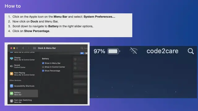 Video thumbnail for How to Show Battery percentage on Big Sur Menu Bar