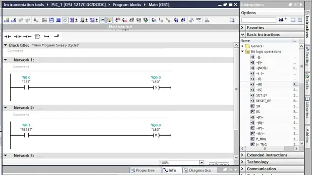 Video thumbnail for Bit Logic Operations in Siemens Tia Portal - NOT, SET & RESET OUTPUTS in PLC