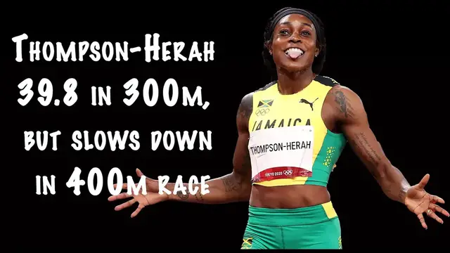 Video thumbnail for Thompson-Herah slowed down after speedy first 300 meters