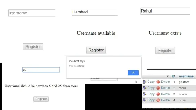 Video thumbnail for How to Check UserName Availability using PHP AJAX JQUERY and MYSQL - LIVE CODING SESSION