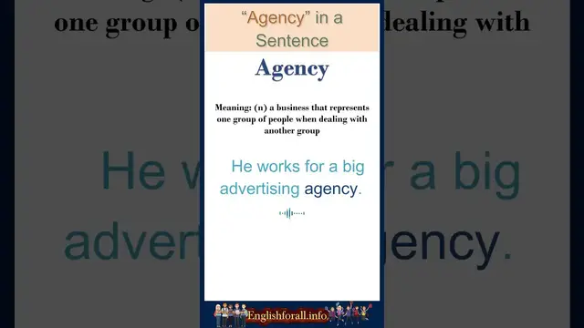 Video thumbnail for Agency meaning | Agency in a Sentence | Most common words in English #shorts