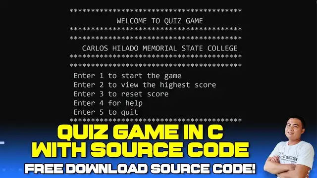 Video thumbnail for Quiz Game in C with Source Code (Free Download) 2022