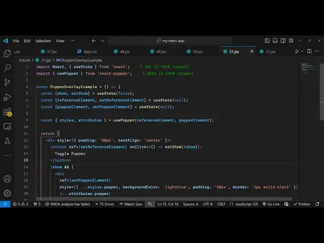 Video thumbnail for React.js Tutorial to Display Animated Overlays and Tooltip Popper Messages Using react-popper in JSX