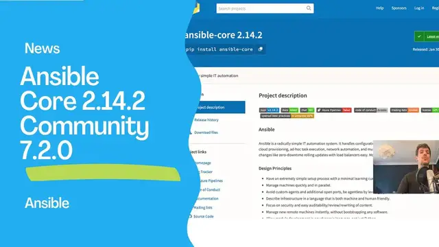Video thumbnail for Ansible News - Ansible Core 2.14.2 and Ansible 7.2.0
