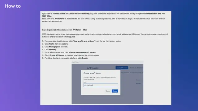 Video thumbnail for How to create Jira API Token for Atlassian Account to connect Jira Cloud REST API
