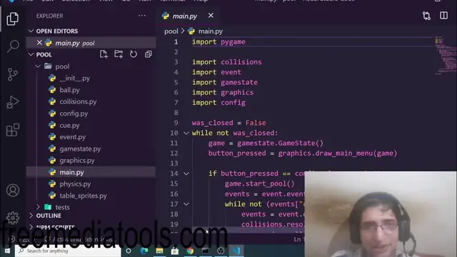 Video thumbnail for Python 3 PyGame Billiards Cue Snooker Pool Game GUI Desktop App Full Project For Beginners