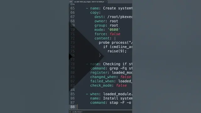 Video thumbnail for #shorts (mitigate) Polkit Privilege Escalation (CVE-2021-4034) on RedHat systems - Ansible playbook