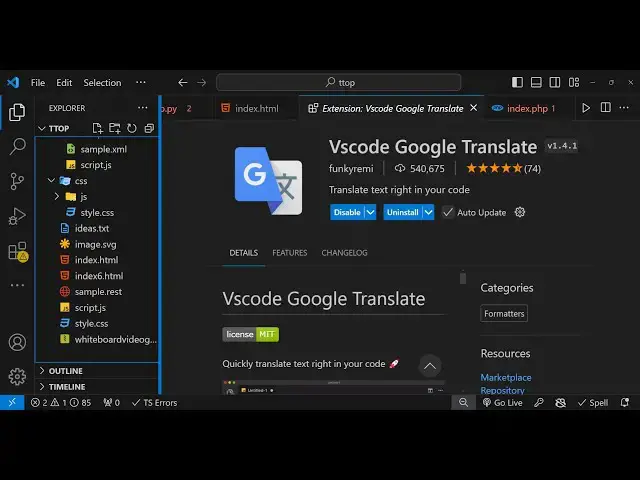 Video thumbnail for How to Use Google Translate in VS Code to Translate Text in Coding Using Extension For Totally FREE