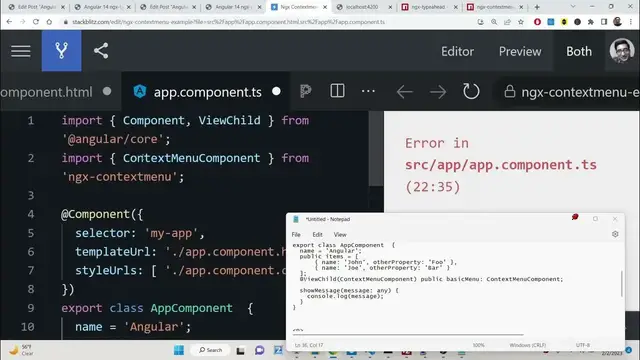 Video thumbnail for Angular 14 ngx-contextmenu Example to Create Context Menu in HTML Elements Using TypeScript