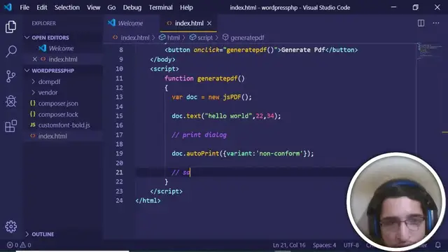 Video thumbnail for jsPDF Tutorial | Print Full Page in PDF Documents using jsPDF