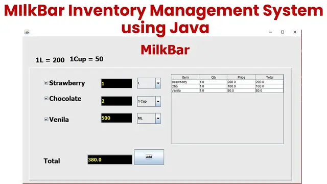 Video thumbnail for MilkBar Inventory Management System using Java