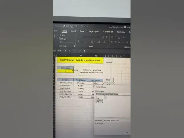 Video thumbnail for Excel Tips - Excel VB Script - Split First and Last Name
