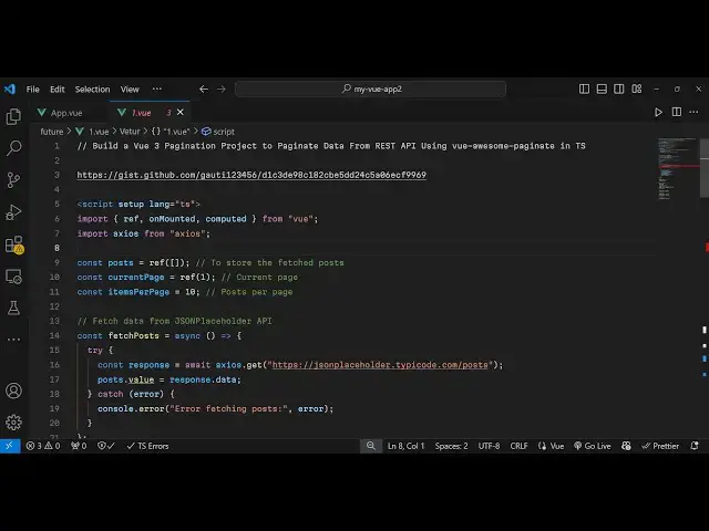 Video thumbnail for Build a Vue 3 Pagination Project to Paginate Data From REST API Using vue- awesome-paginate in TS