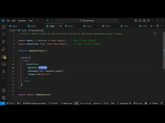 Video thumbnail for Build a React.js Date & Time Form Input Picker in JSX Using react-day-select Library