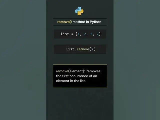'Video thumbnail for Python remove() Method Explained. #Python #CodingTips #PythonLists'