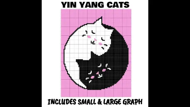 Video thumbnail for Yin Yang Cats C2C & Tapestry Crochet Pattern & Chart | Magic Yarn Pixels