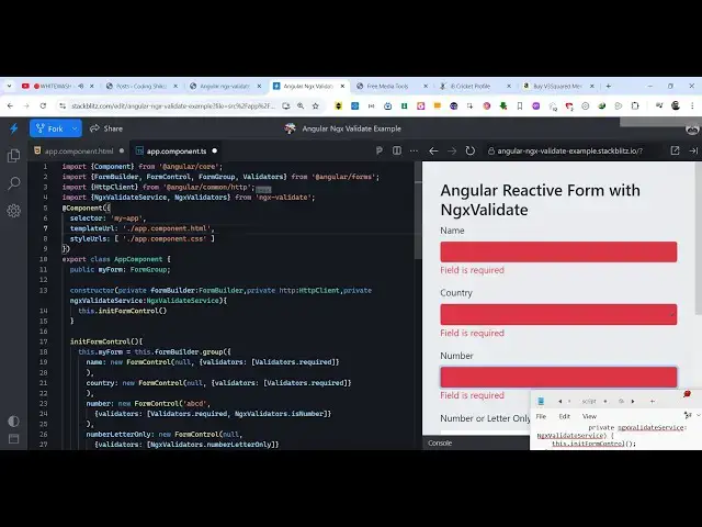Video thumbnail for Angular ngx-validate Example to Implement Form Validation With Error Messages in Browser Using TS