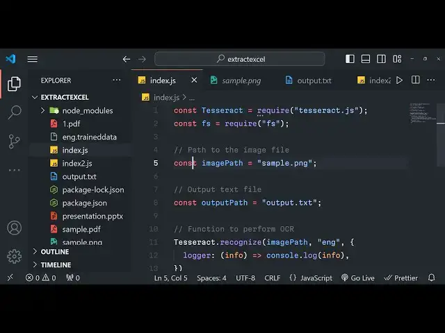 Video thumbnail for Node..js Tesseract.js OCR Example to Extract Text From Image & Save it as TXT File in Terminal