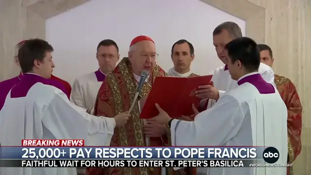 Video thumbnail for April 23, 2025: Pope Francis Lies in State at St. Peter’s Basilica Ahead of Funeral, NJ Wildfire Triples, US–China Talks Restart