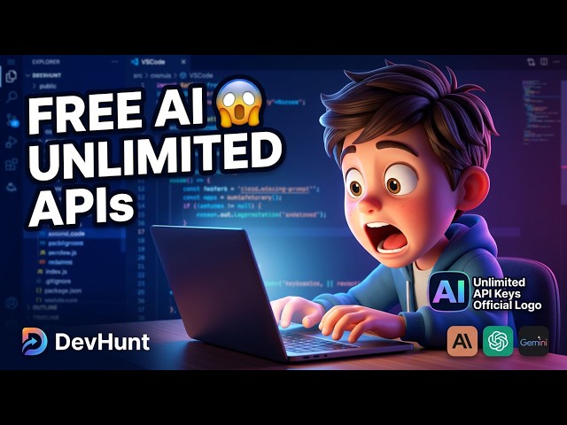 Video thumbnail for DevHunt FREE AI 😱 Find Unlimited FREE APIs, Apps & Tools (Claude, GPT, Gemini 100% No Limits)