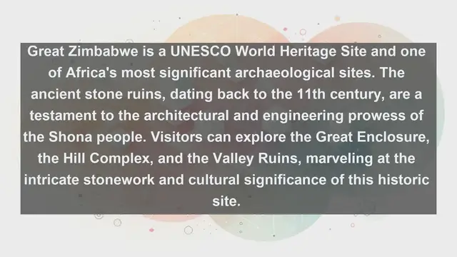 Video thumbnail for Discovering Zimbabwe's Architectural Treasures: Top 10 Landmarks
