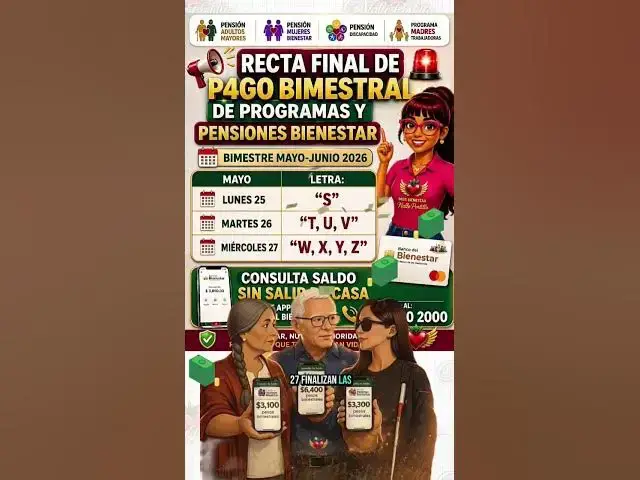 Video thumbnail for Ultima semana de p4g0s de Pensiones bienestar, bimestre mayo-junio 2026