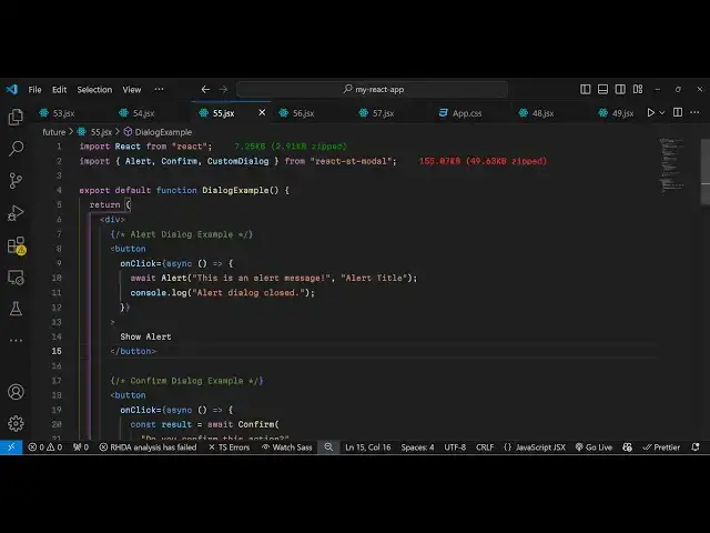 Video thumbnail for React.js react-st-Modal Library Example to Show Animated Popup Dialog Modals in Browser Using JSX