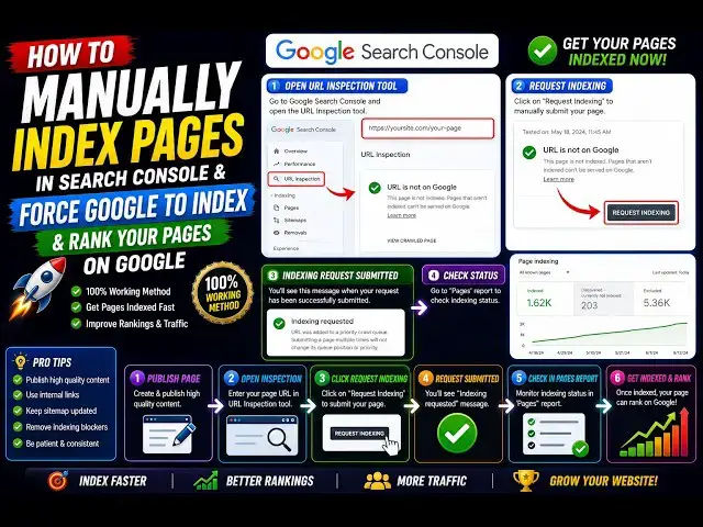 Video thumbnail for How to Manually Index Pages in Search Console & Force Google to Index & Rank your Pages on Google