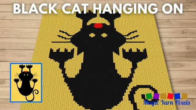 Video thumbnail for FREE GRAPH Black Cat Hanging On C2C & Tapestry Crochet Pattern | Magic Yarn Pixels