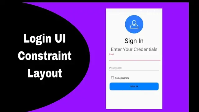 'Video thumbnail for Login screen design in constraint layout android studio'