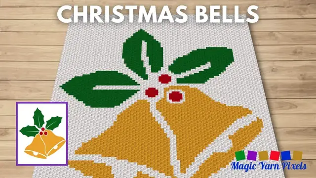 Video thumbnail for FREE GRAPH Christmas Bells C2C & Tapestry Crochet Pattern | Magic Yarn Pixels