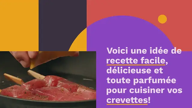 Video thumbnail for Brochettes de crevettes marinées à l’ail, citron confit et aromates