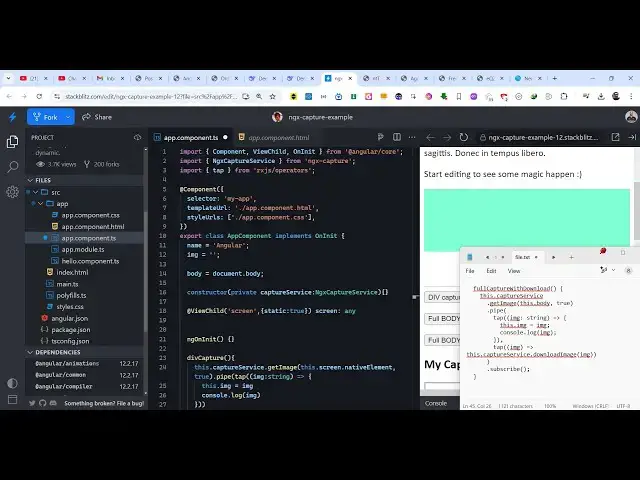 Video thumbnail for Angular ngx-capture Example to Capture Screenshot of HTML Elements as PNG Image in TypeScript
