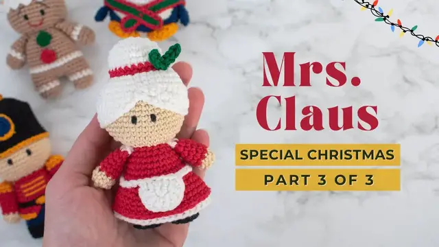 Video thumbnail for Mrs. Claus's amigurumi pattern | How to crochet Mrs. Claus | Christmas ornament pattern PART 3