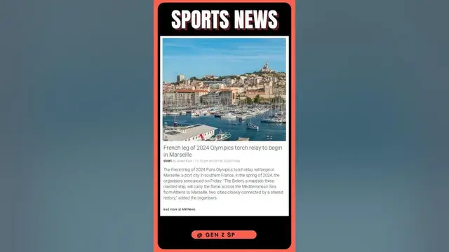 'Video thumbnail for Marseille To Light the Way: French City to Lead 2024 Olympic Torch Relay! | #shorts #sports'