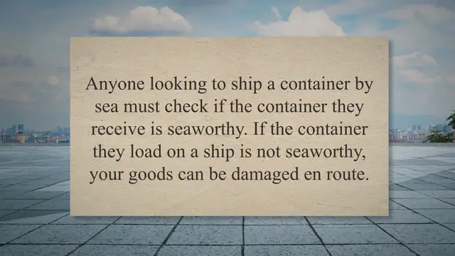 Video thumbnail for 4 Ways To Check A Container Is Seaworthy Before Shipment