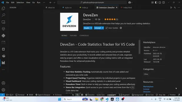 Video thumbnail for DeveZen VSCode Extension that helps tracking your coding sessions