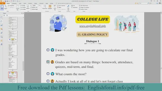 Video thumbnail for English Conversation About COLLEGE LIFE - GRADING POLICY