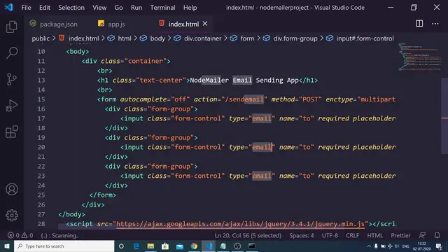 Video thumbnail for Node.js Express Tutorial to Send Email Messages With Attachments Using NodeMailer Full Project