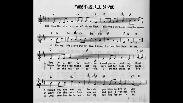 Video thumbnail for Take This All Of You - Catholic Mass Song Sheet Music