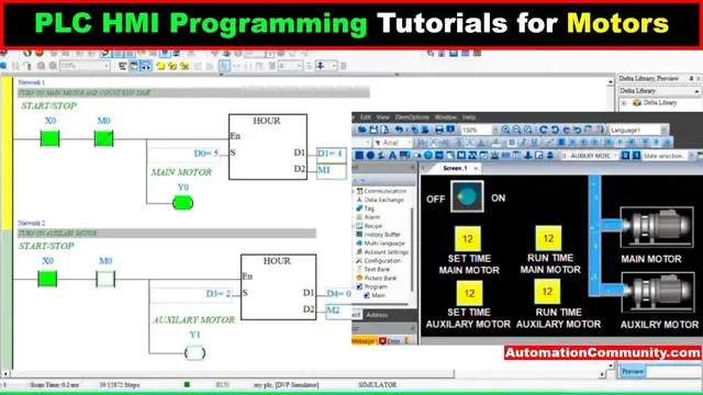 Video thumbnail for PLC HMI Programming Tutorials for Motors START and STOP based on Time