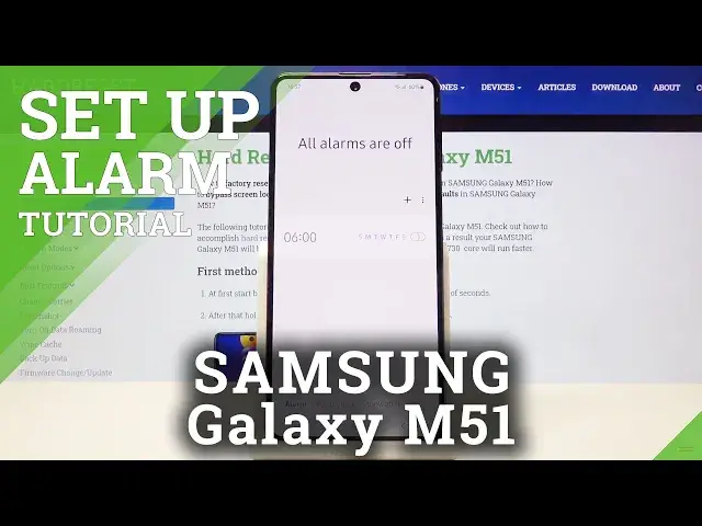 'Video thumbnail for How to Turn On Alarm Clock on SAMSUNG Galaxy M51 – Schedule Alarms'