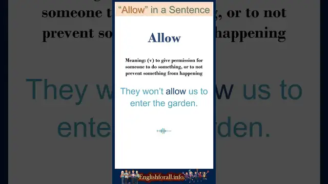 Video thumbnail for Allow meaning | Allow in a Sentence | Most common words in English #shorts