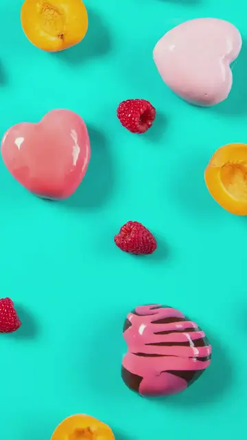 Video thumbnail for Raspberry Apricot Frozen Mousse Hearts with Mirror Glaze