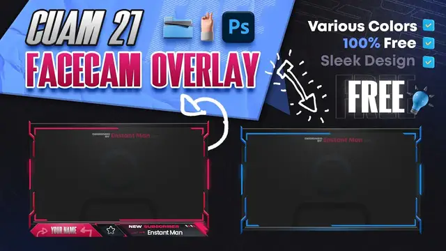 Video thumbnail for FREE! Cuam 21 Facecam border template | Facecam Border with Various Colors | Photoshop Template