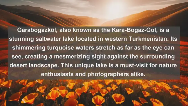 Video thumbnail for Discovering Turkmenistan's Natural Jewels: Top 10 Famous Lakes You Must See