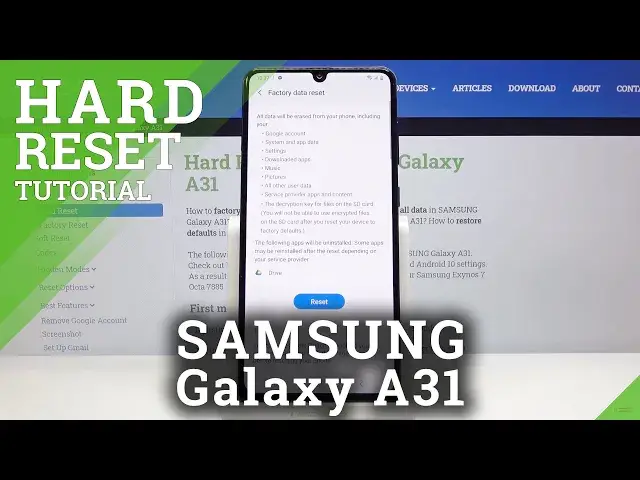 'Video thumbnail for How to Factory Reset SAMSUNG Galaxy A31 – Delete All Content & Settings'