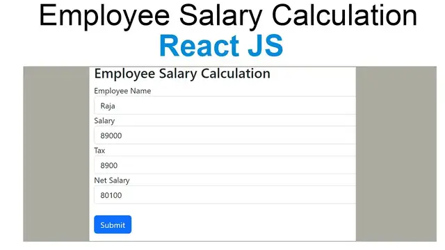 Video thumbnail for Employee Salary Calculation using React Js