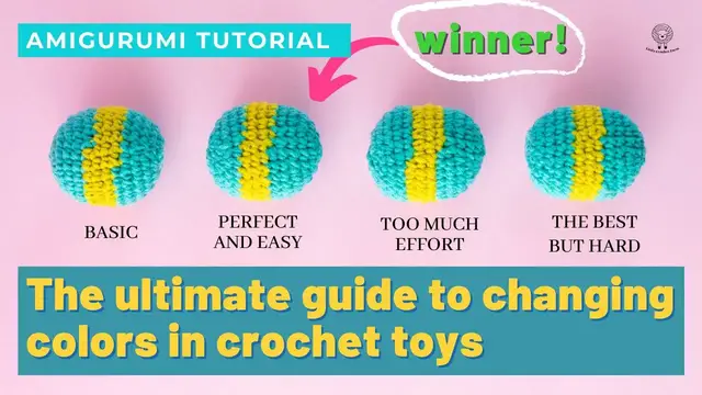 Video thumbnail for How to invisible color change in Amigurumi. The ultimate guide to changing colors in crochet toys!